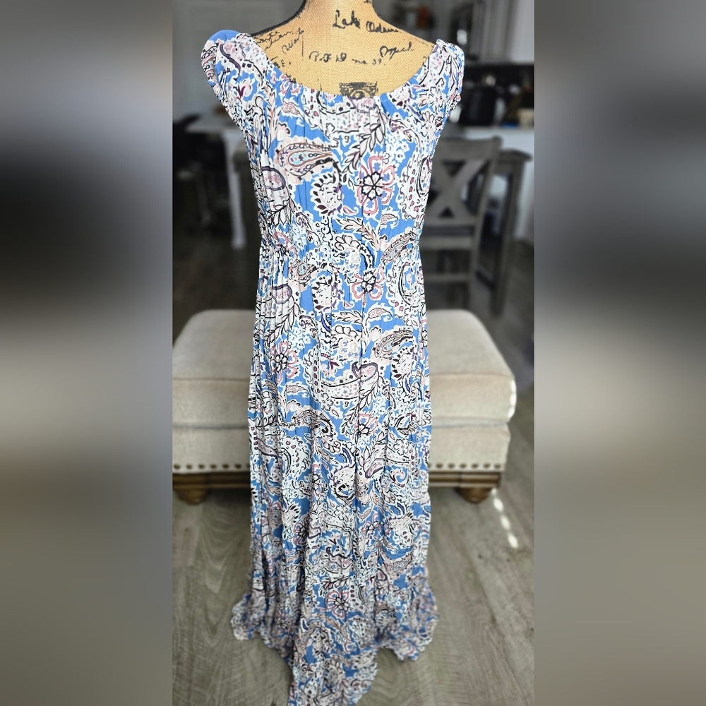 Floral Blue and White Maxi Dress